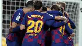 Los jugadores del Barça celebrando uno de los goles contra el Mallorca / FC Barcelona
