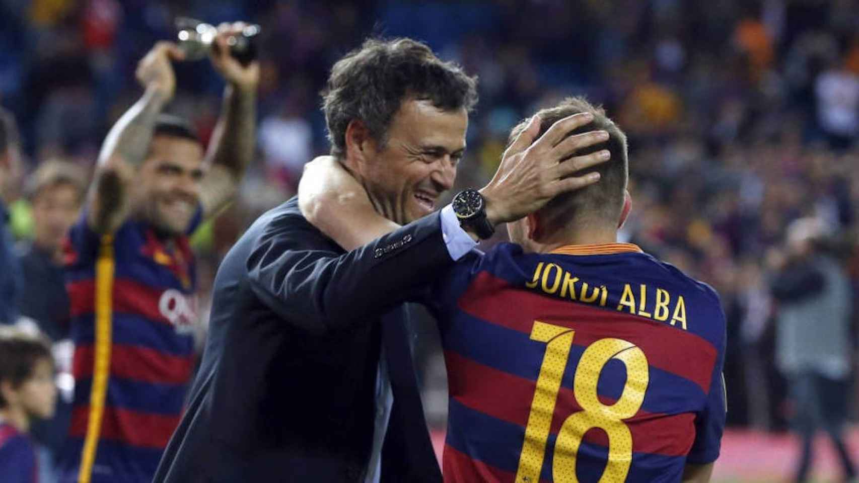 Una foto de Jordi Alba y Luis Enrique en el Barça / EFE