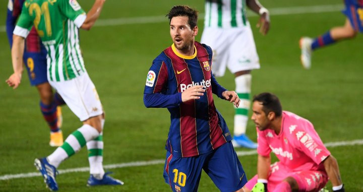 Messi celebrando su gol contra el Betis / Redes