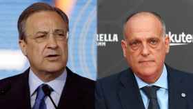 Los presidentes del Real Madrid y la Liga, Florentino Pérez y Javier Tebas / Fotomontaje Culemanía
