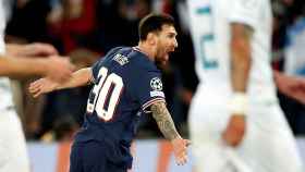 Lionel Messi, celebrando su primer gol con el PSG / EFE