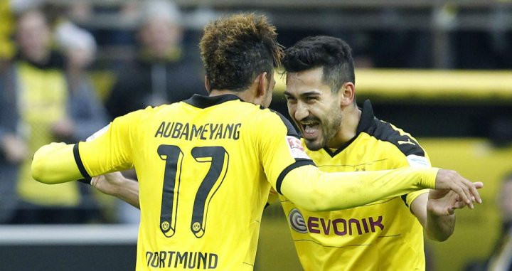Aubameyang y Gundogan celebrando un gol con el Borussia Dortmund / EFE