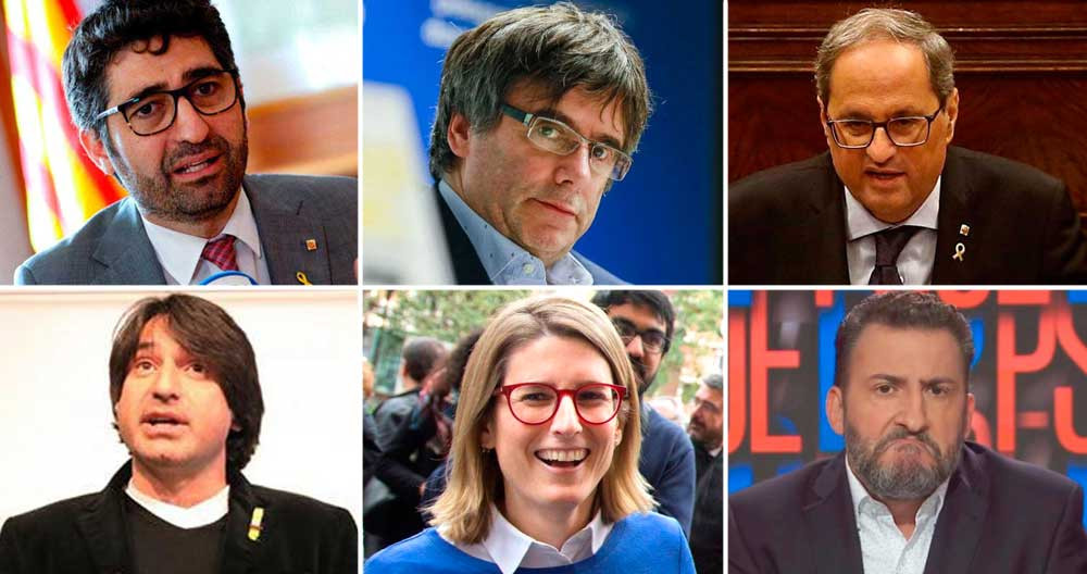 Jordi Puigneró, Carles Puigdemont, Quim Torra, Francesc de Dalmases, Elsa Artadi y Toni Soler, algunos de los políticos y empresarios que apoyan a Tsunami Democràtic