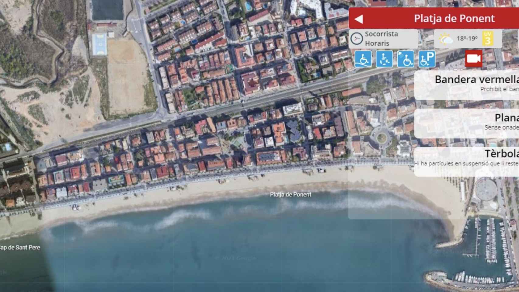 Una de las playas de Tarragona donde está prohibido el baño por la mala calidad del agua / PROTECCIÓN CIVIL