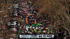 Manifestación convocada en Barcelona en defensa del modelo de inmersión en los proyectos lingüísticos de los centros escolares / EFE