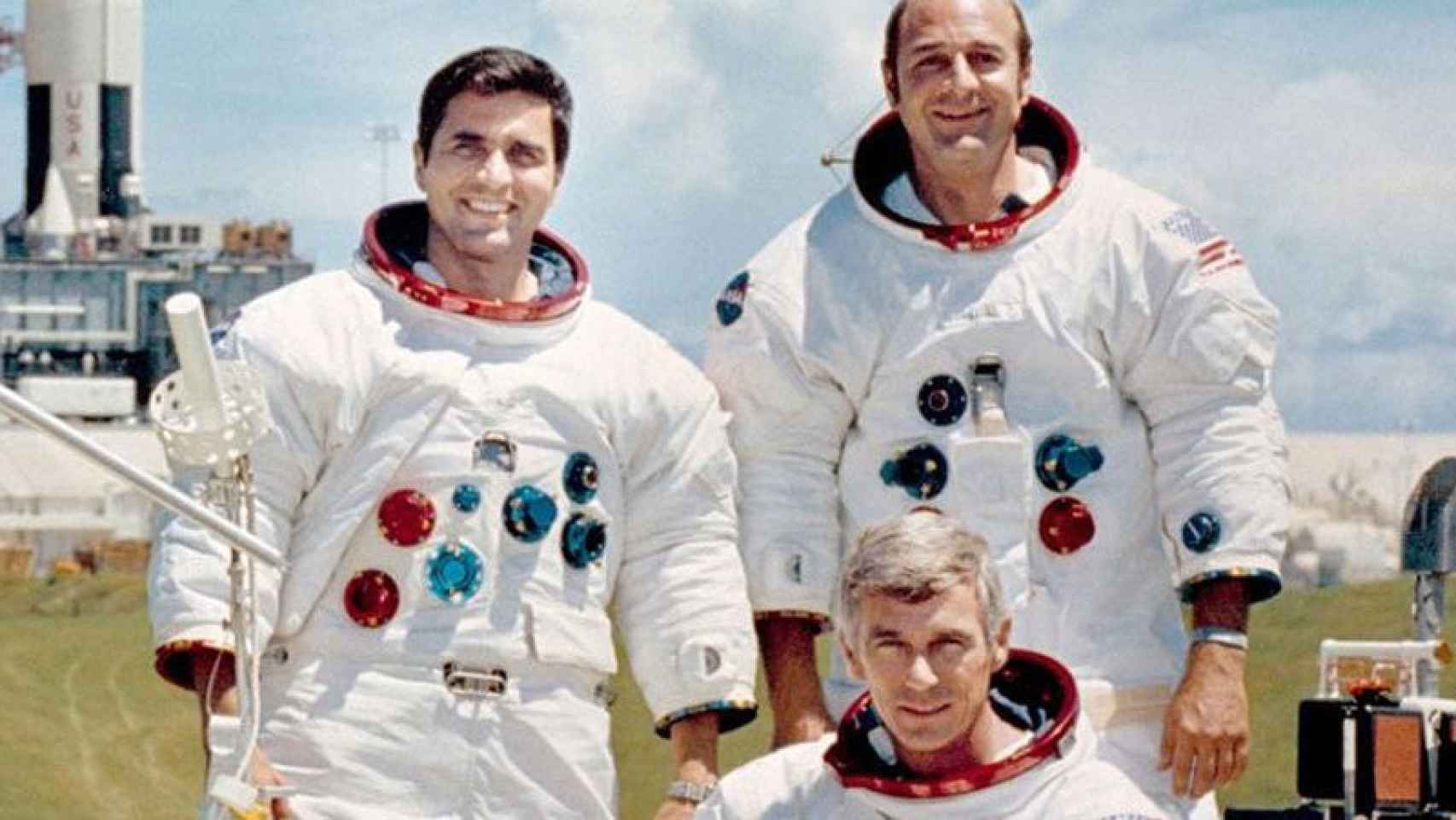 Los astronautas del Apolo 17: Harrison H. Schmitt, Ronald E. Evans y Eugene A. Cernan