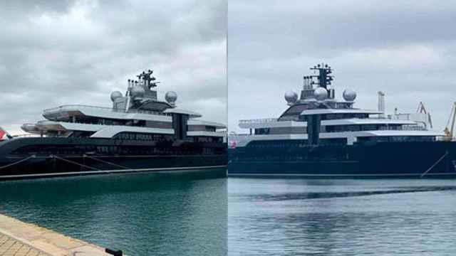 Dos imágenes del 'Crescent', atracado en Port Tarraco, en Tarragona / DGMM