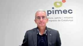 El secretario general de Pimec, Josep Ginesta, durante la presentación de los resultados de la encuesta sobre teletrabajo / CG