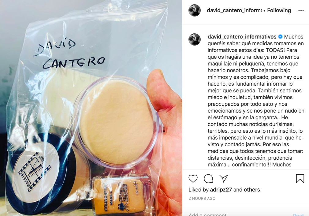David Cantero muestra su kit de maquillaje en tiempos de coronavirus / INSTAGRAM