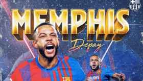Montaje fotográfico del Barça para felicitar a Memphis Depay / FCB