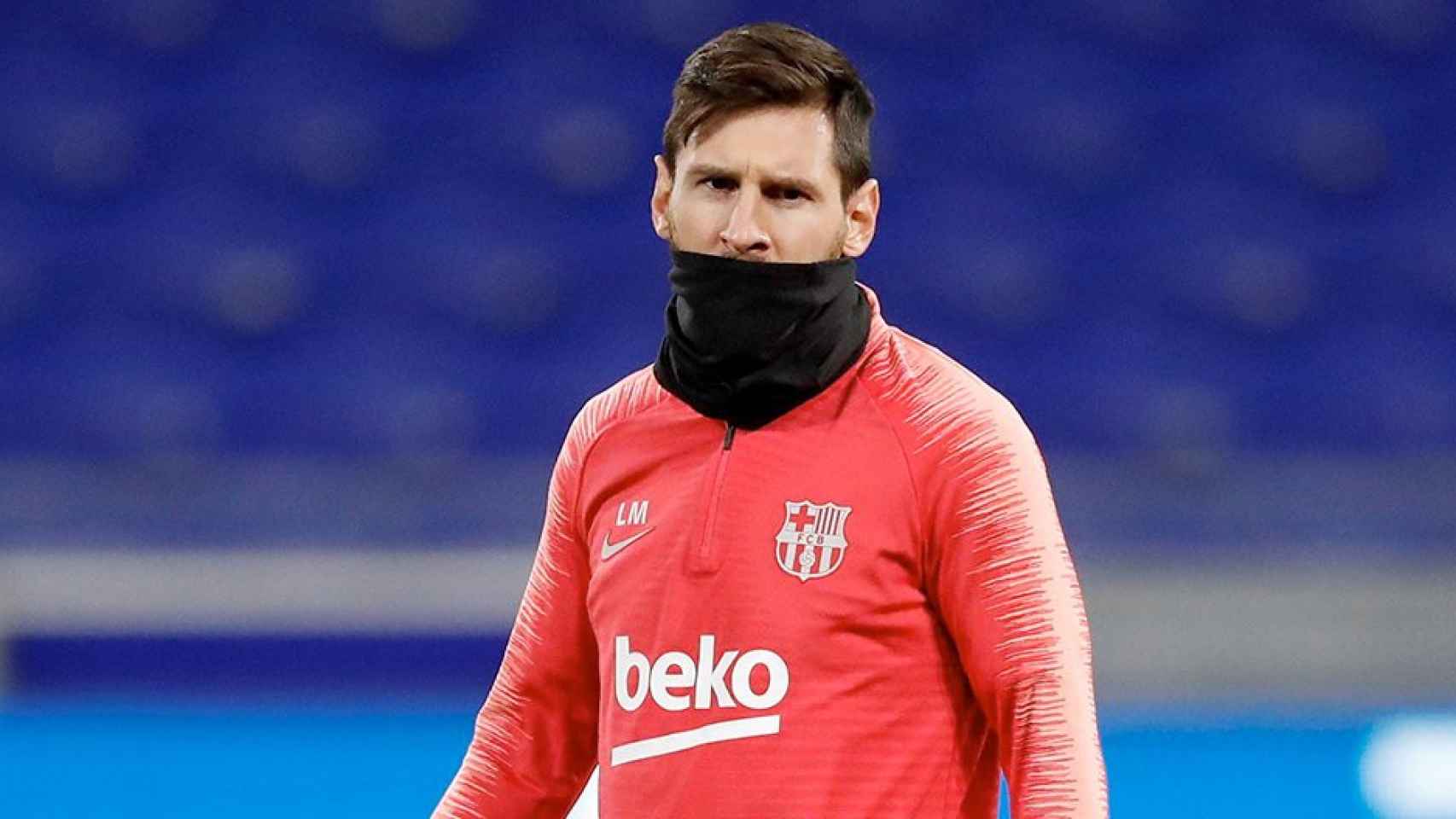 El delantero argentino del FC Barcelona Leo Messi participa en una sesión de entrenamiento