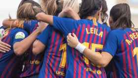 Una foto de las jugadoras del Barça celebrando un gol contra el Español / FCB