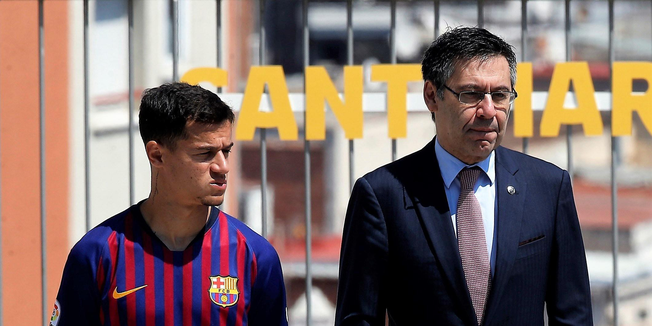 Bartomeu, en la presentación de Coutinho con el Barça | EFE
