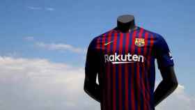 Nike, Rakuten y Beko, los tres sponsors principales del club presentes en la camiseta del FC Barcelona / EFE