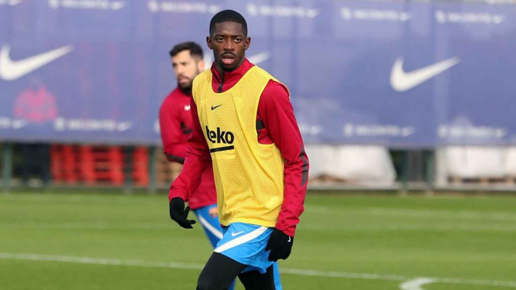 Ousmane Dembelé, en un entrenamiento con el Barça / FCB