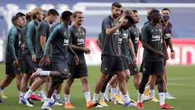 Los jugadores del Barça, en el entrenamiento previo al choque contra el Bayern | EFE