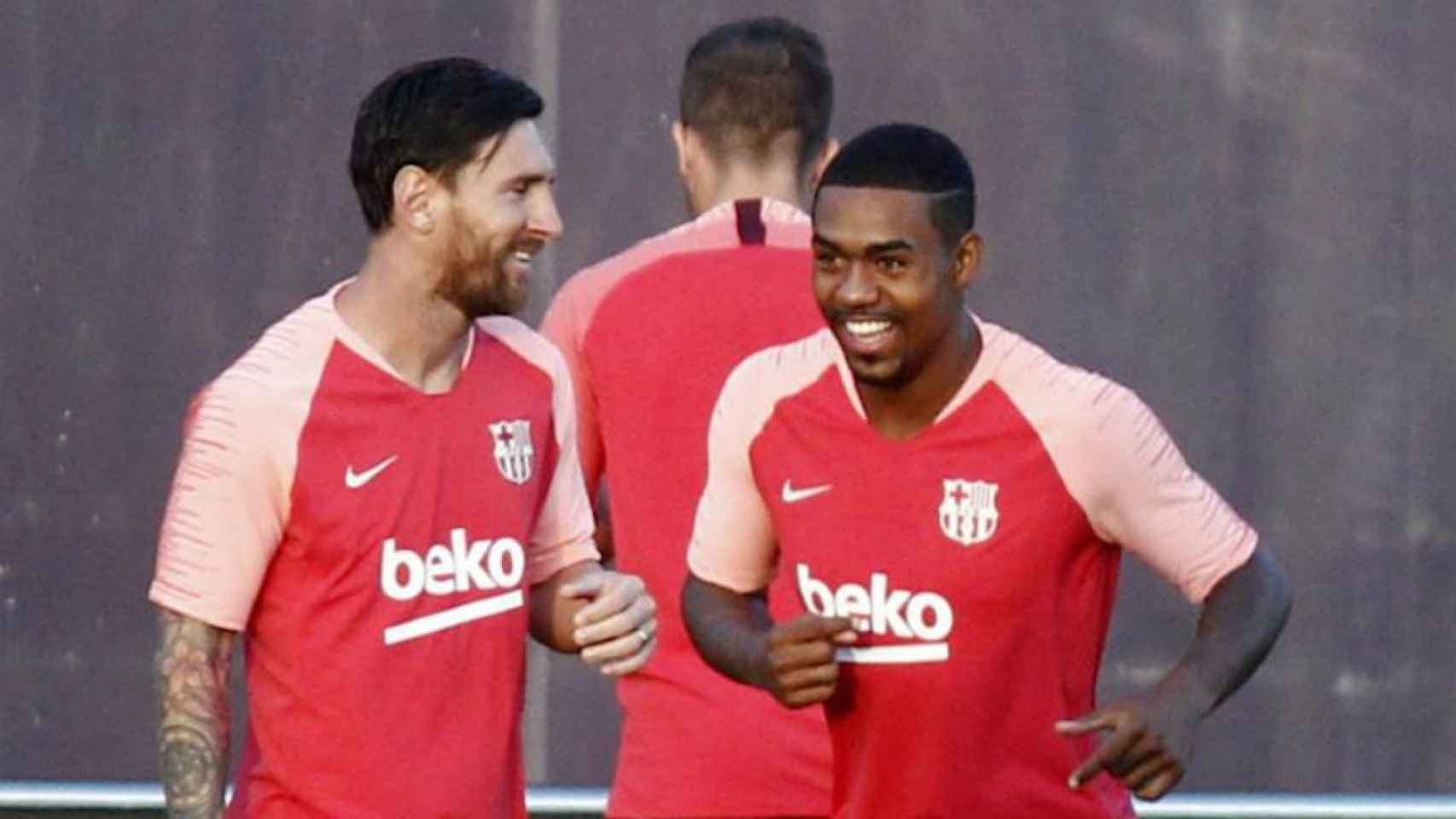 Una foto de Messi y Malcom en un entrenamiento del Barça / FCB