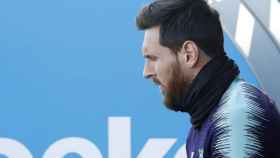 Una foto de Leo Messi en un entrenamiento del Barça / EFE