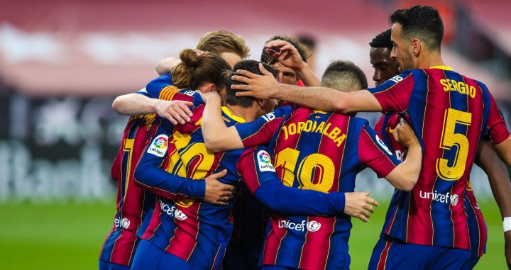 Los jugadores del Barça, celebrando el gol contra el Granada | FCB