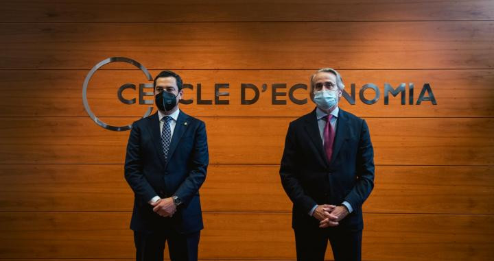 Juan Manuel Moreno y Javier Faus, en el Cercle d'Economia / CdE
