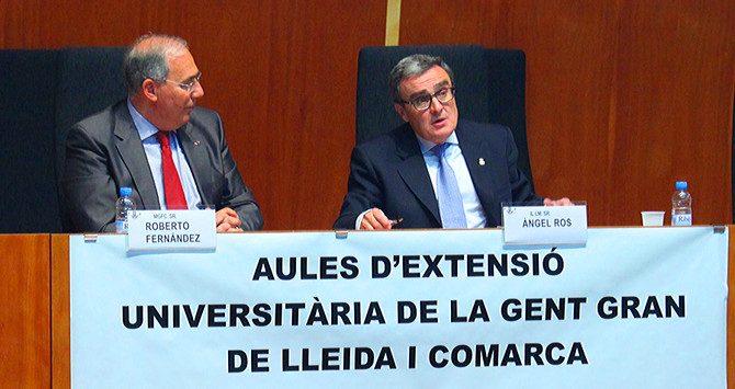 Roberto Fernández y Angel Ros en una conferencia en la Universidad de Lérida