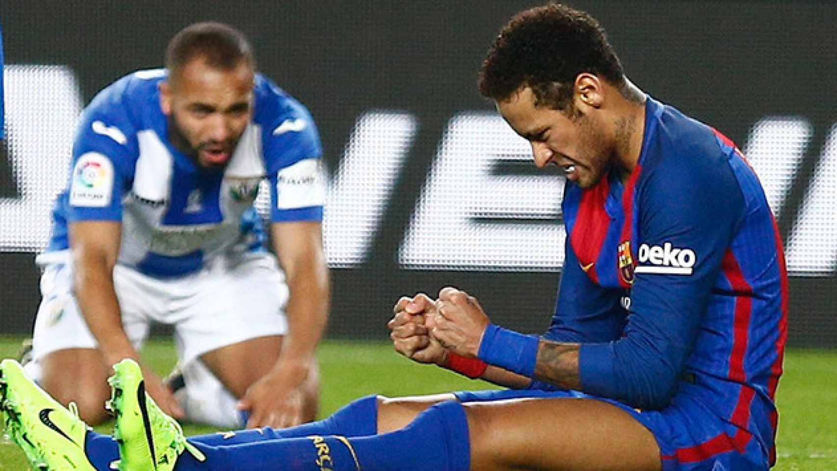 Neymar celebra el penalti ante el Leganés