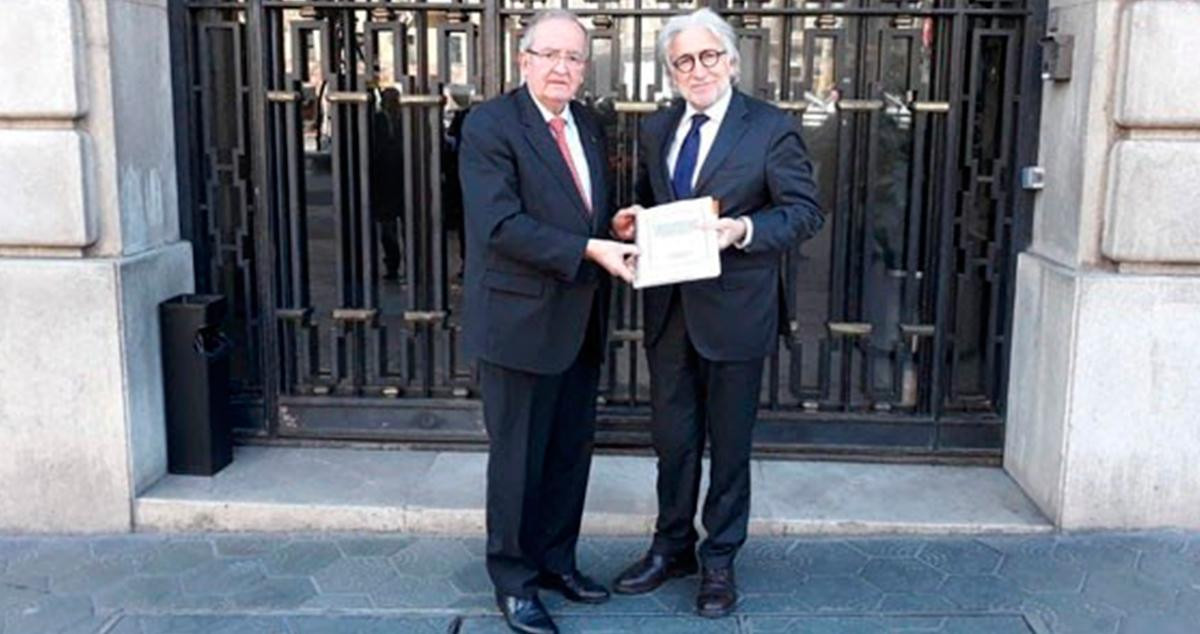 El presidente de Pimec, Josep González (i), y el presidente de Foment, Josep Sánchez Llibre. Patronales catalanas / EUROPA PRESS