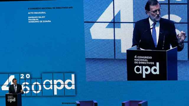 El presidente del Gobierno, Mariano Rajoy, durante la intervención en el 4º APD | EFE