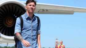 Leo Messi en su avión privado