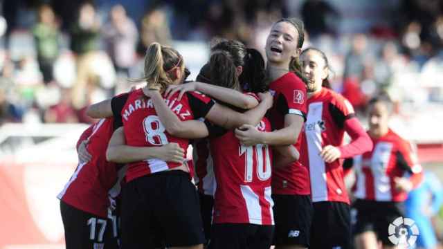 Celebración del gol de Lucía García contra el Valencia - EFE