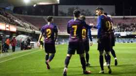 Carles Pérez celebrando uno de sus goles contra el Sabadell en el Miniestadi / FC Barcelona