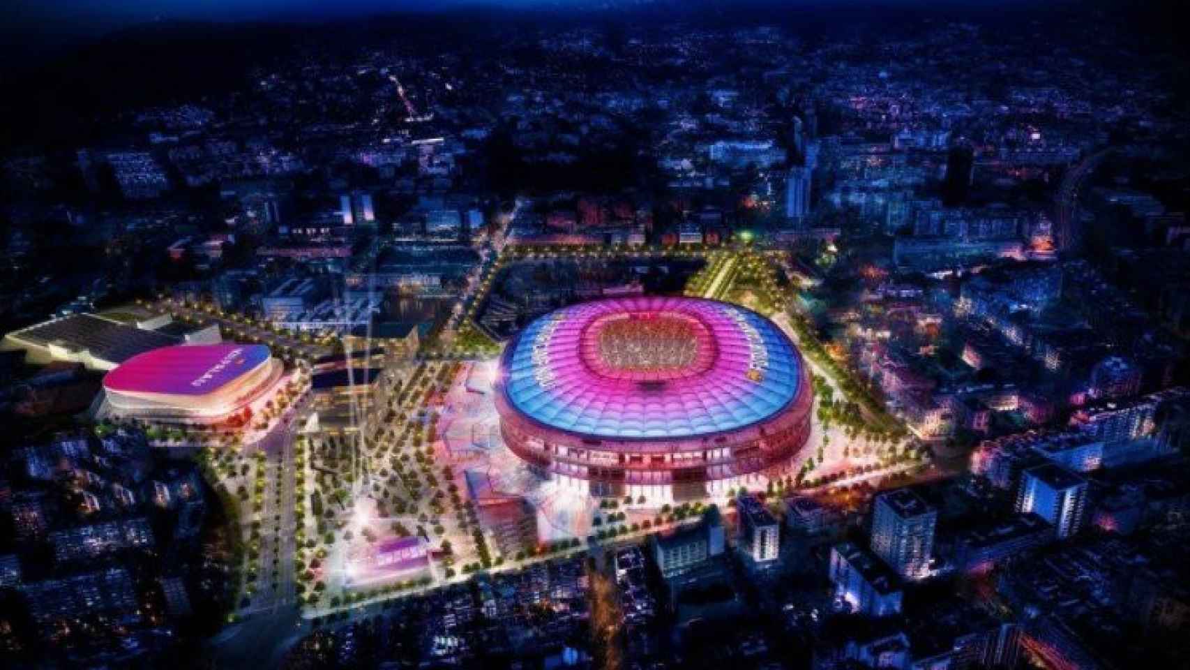 El Espai Barça, simulado en una Barcelona nocturna / FCB