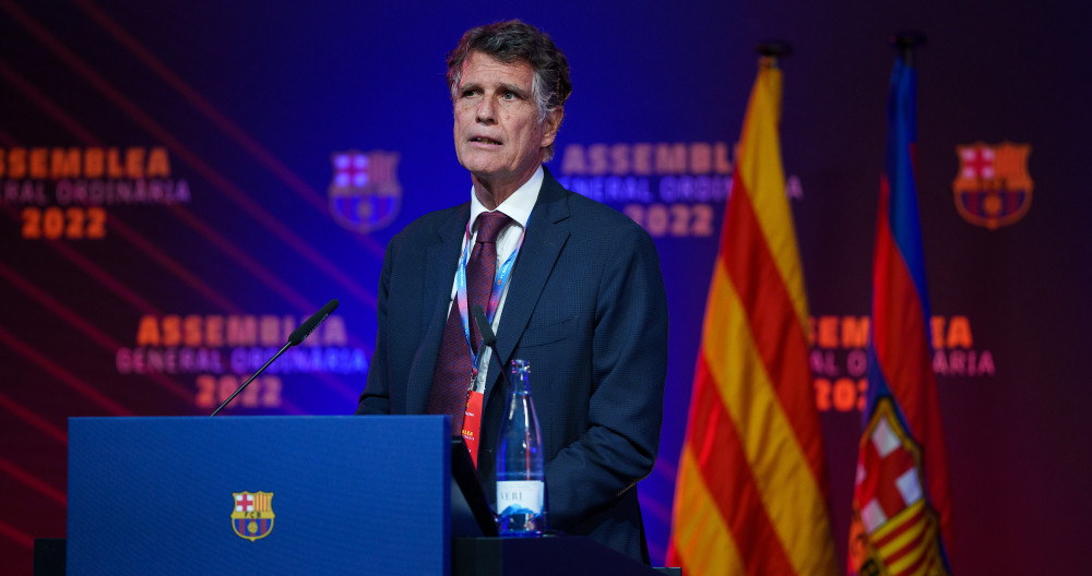 Jaume Guardiola , en la asamblea de socios compromisarios del Barça del ejercicio 21-22 / FCB