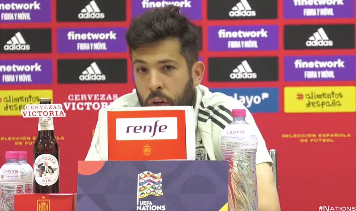 Jordi Alba, durante una rueda de prensa con España / SEFUTBOL