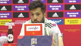 Jordi Alba, durante una rueda de prensa con España / SEFUTBOL