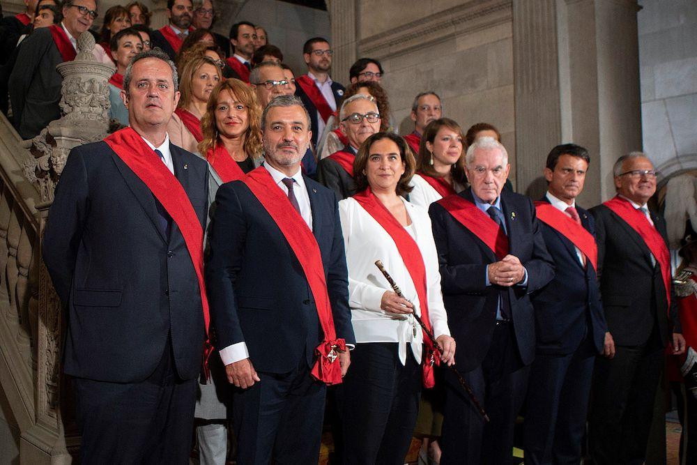 Los líderes de los partidos municipales (i-d) Joaquim Forn, Jaume Collboni , Ada Colau, Ernest Maragall, Manuel Valls y Josep Bou / EFE