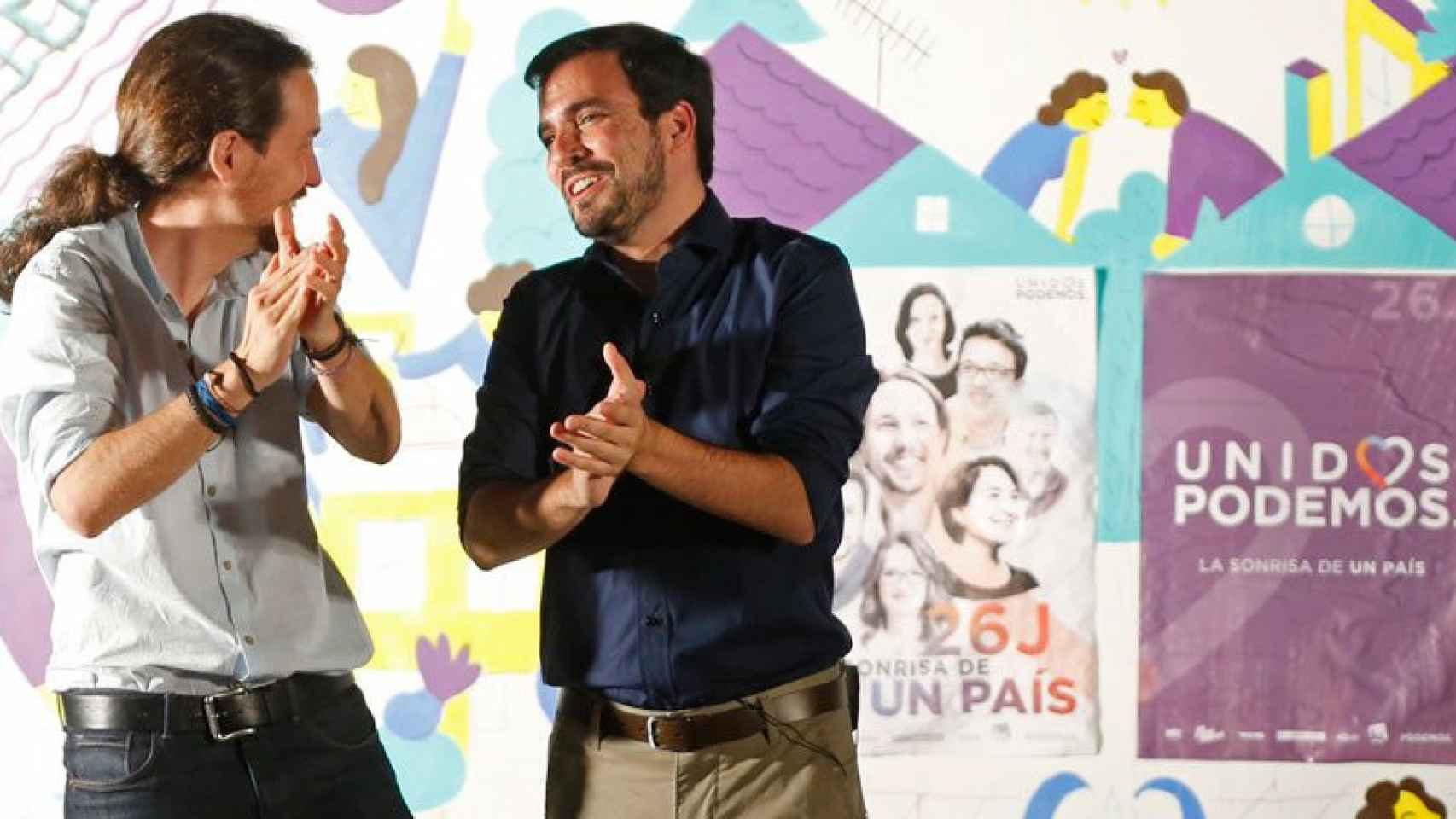 El líder de Podemos, Pablo Igesias, y el coordinador de IU, Alberto Garzón.