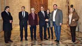Mas y Junqueras, tras anunciar el acuerdo por el que el presidente de la Generalidad convoca elecciones autonómicas para el 27 de septiembre de 2015