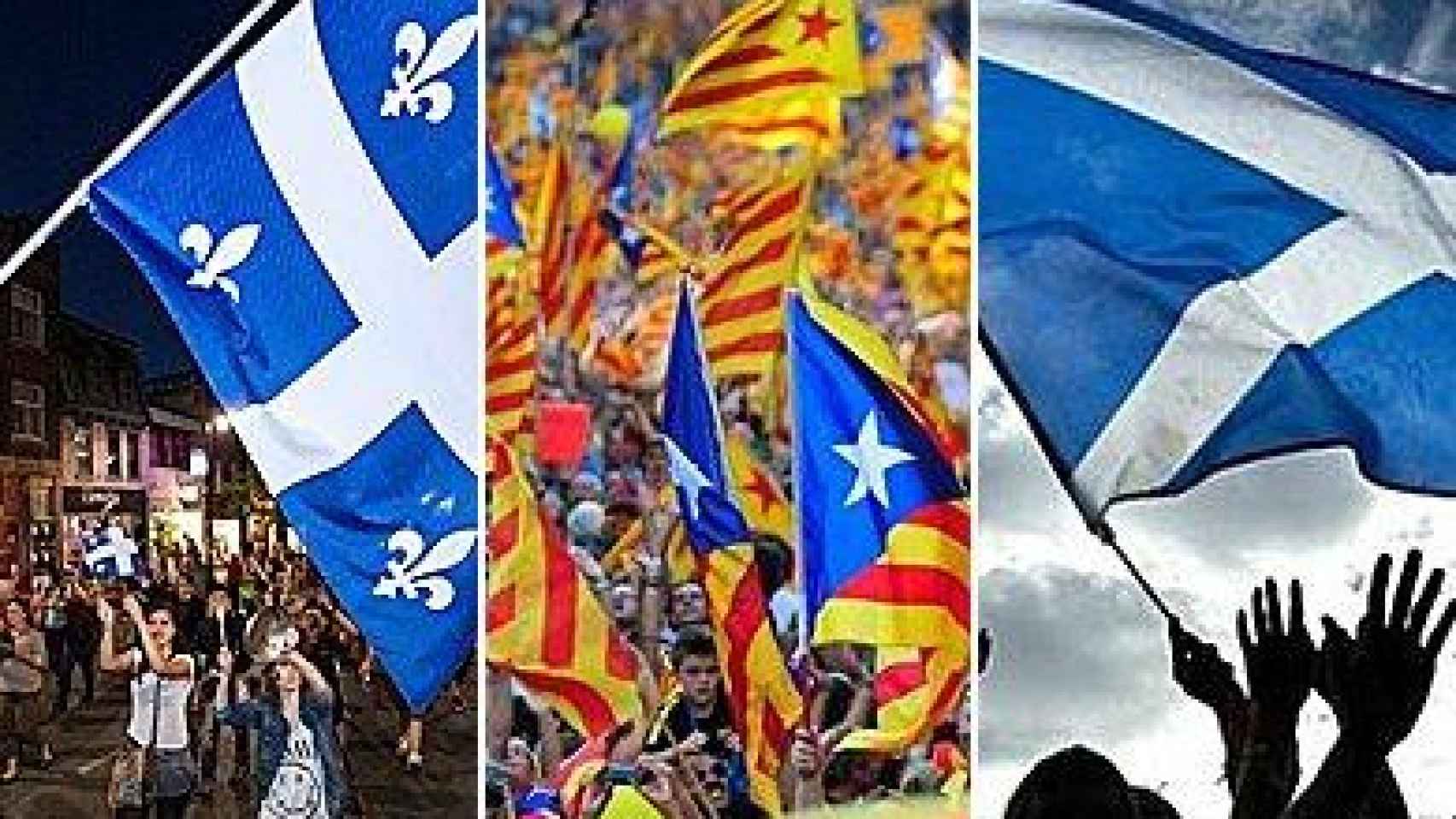 Banderas de Québec, independentistas de Cataluña y Escocia