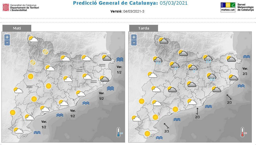 Predicción general para este 5 marzo en Cataluña / METEOCAT