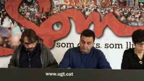 Camil ros (izquierda) y Matís Carnero (derecha) en la presentación del congreso de UGT.