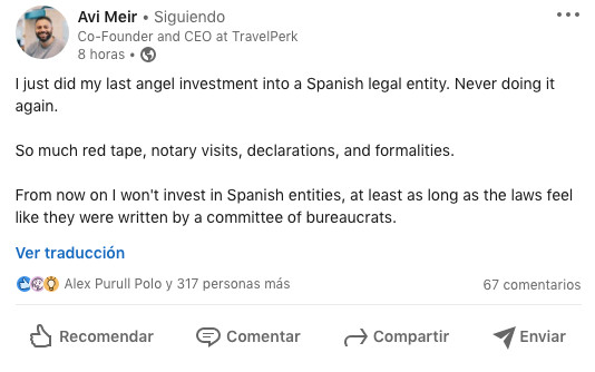 Avi Meir critica los formalismos para invertir en startups españolas / LINKEDIN