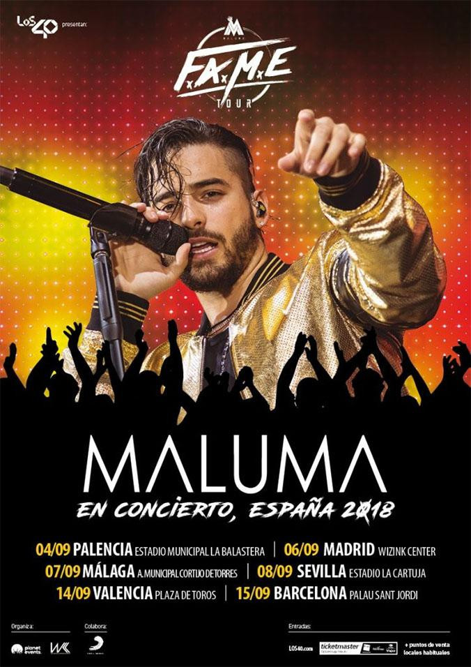 Cartel de los conciertos de Maluma en España / SONY MUSIC