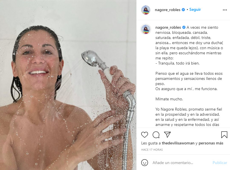 Nagore Robles, en la ducha / INSTAGRAM