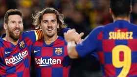 Leo Messi, Antoine Griezmann y Luis Suárez en el vídeo del Barça-Mallorca
