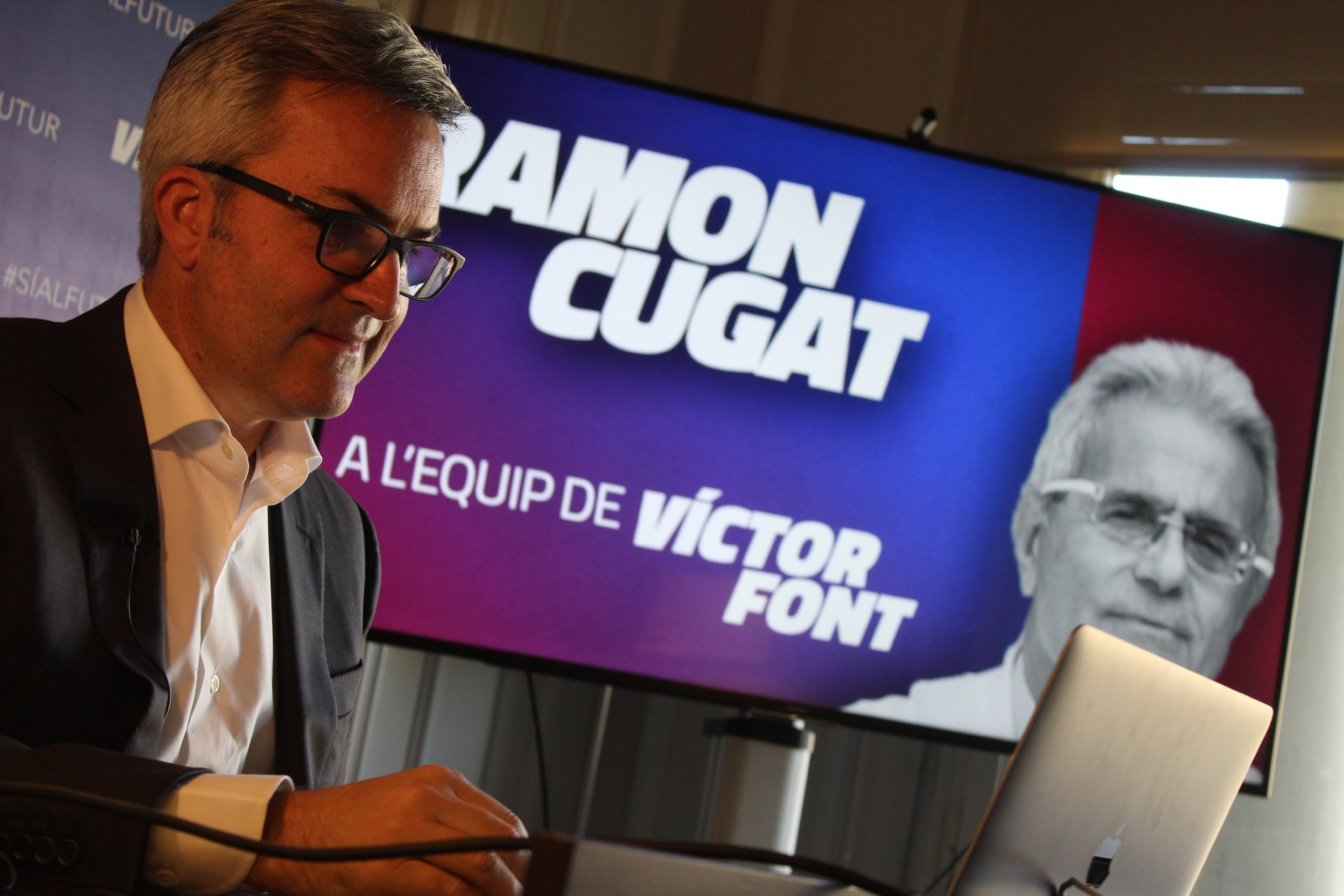 Imagen de la presentación de Ramon Cugat en la candidatura de Víctor Font / 'Sí al futur'