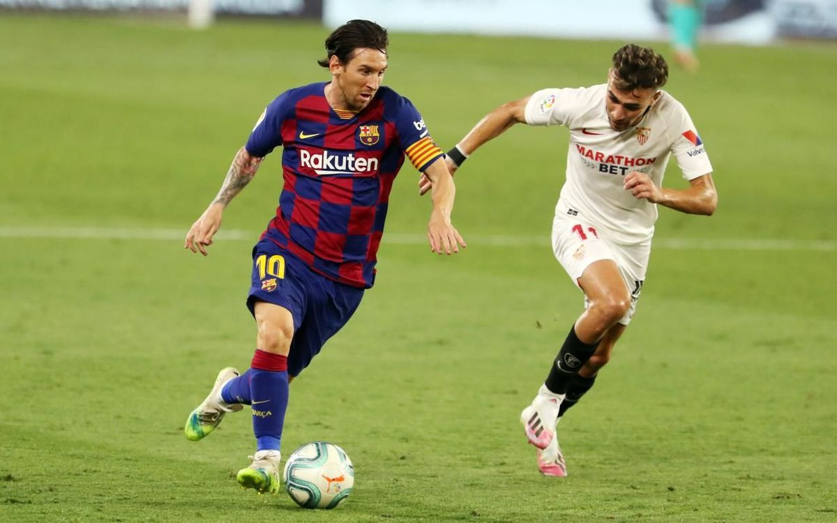 Leo Messi durante el partido frente al Sevilla /FCB