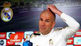 Zidane en una rueda de prensa del Madrid / EFE