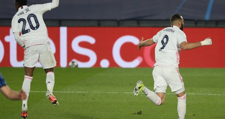 Benzema celebra su gol contra el Atalanta EFE