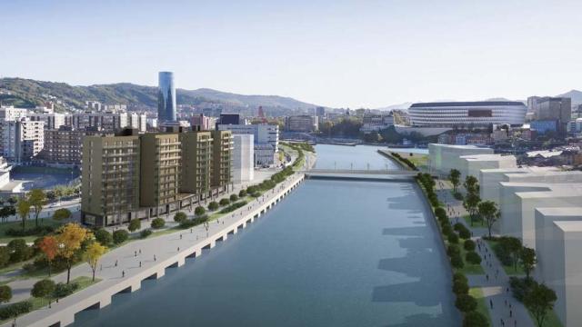 A la derecha, la punta sur de la isla de Zorrozaurre. / Grfico Comisin gestora de Zorrotzaurre